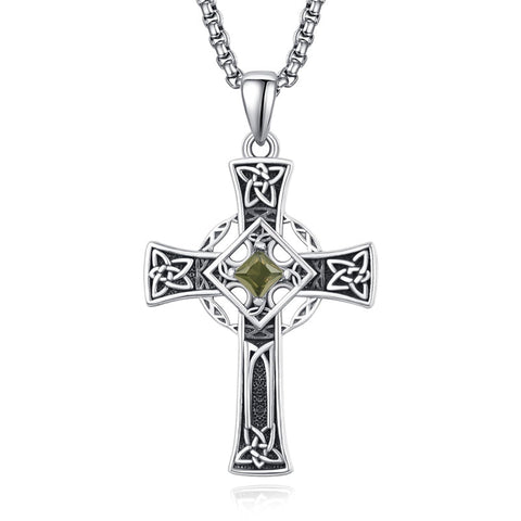 925 Sterling Silver Cross Necklace for Men  Amulet Necklace Protection Jewelry Religious Gifts with 2.5mm 22"+2" Rolo Chain