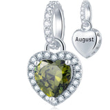 925 Sterling Silver Birthstone Charms Heart Dangle Charm Compatible with Pandora Charm Bracelet Necklace Gifts for Women