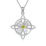 Witches Knot Necklace Sterling Silver Witches Knot Pendant Necklace Celtic Cross Witch Jewelry Witches Knot Amulet Gifts for Women Girls