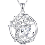 Tree of Life Birthstone Necklace for Women Sterling Silver Heart Jewelry Pendant Gemstone Birthday Gifts for Her