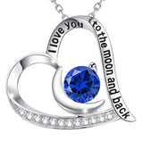 Valentines Day Birthday Gifts I Love You to the Moon and Back Necklace 925 Sterling Silver  Birthstones Necklace for Women