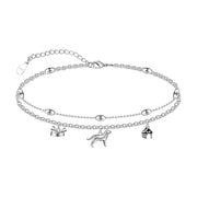 Womens Anklet 925 Sterling Silver  Layered Anklet Bracelet Dainty Beaded Chain Anklet Adjustable 11" Anklet for Women