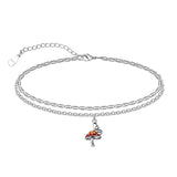 Womens Anklet 925 Sterling Silver  Layered Anklet Bracelet Dainty Beaded Chain Anklet Adjustable 11" Anklet for Women