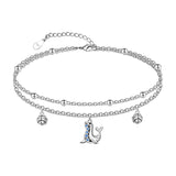 Womens Anklet 925 Sterling Silver  Layered Anklet Bracelet Dainty Beaded Chain Anklet Adjustable 11" Anklet for Women