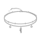 Womens Anklet 925 Sterling Silver  Layered Anklet Bracelet Dainty Beaded Chain Anklet Adjustable 11" Anklet for Women