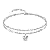 Womens Anklet 925 Sterling Silver  Layered Anklet Bracelet Dainty Beaded Chain Anklet Adjustable 11" Anklet for Women