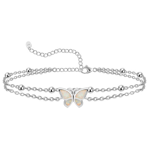 Womens Anklet 925 Sterling Silver  Layered Anklet Bracelet Dainty Beaded Chain Anklet Adjustable 11" Anklet for Women