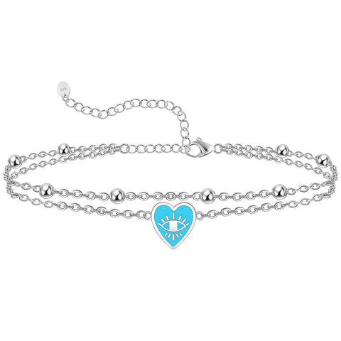 Womens Anklet 925 Sterling Silver  Layered Anklet Bracelet Dainty Beaded Chain Anklet Adjustable 11" Anklet for Women