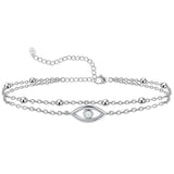 Womens Anklet 925 Sterling Silver  Layered Anklet Bracelet Dainty Beaded Chain Anklet Adjustable 11" Anklet for Women