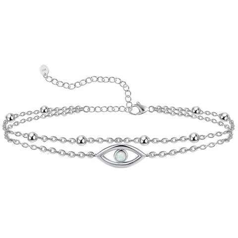 Womens Anklet 925 Sterling Silver  Layered Anklet Bracelet Dainty Beaded Chain Anklet Adjustable 11" Anklet for Women