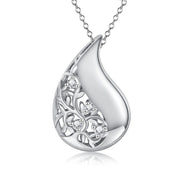 925 Sterling Silver Tree of Life Teardrop Urn Necklace for Ashes Family Tree Keepsake Cremation Memorial Jewelry for Women