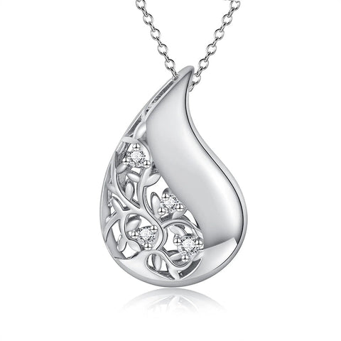 925 Sterling Silver Tree of Life Teardrop Urn Necklace for Ashes Family Tree Keepsake Cremation Memorial Jewelry for Women