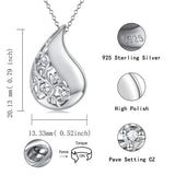 925 Sterling Silver Tree of Life Teardrop Urn Necklace for Ashes Family Tree Keepsake Cremation Memorial Jewelry for Women