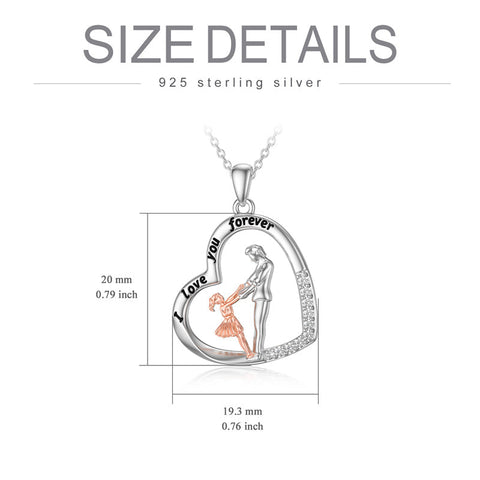 925 Sterling Silver Father Daughter Heart Pendant Necklace from Dad I Love You Forever Jewelry