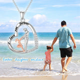 925 Sterling Silver Father Daughter Heart Pendant Necklace from Dad I Love You Forever Jewelry
