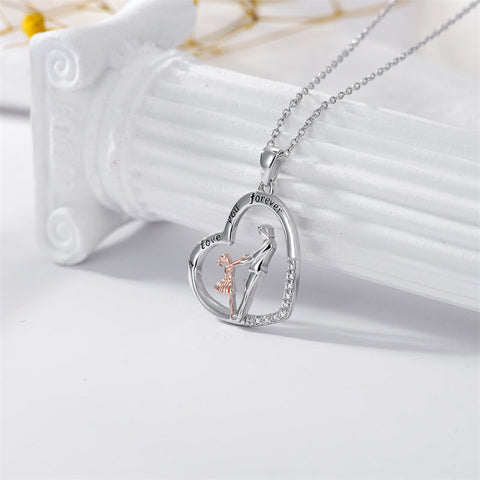 925 Sterling Silver Father Daughter Heart Pendant Necklace from Dad I Love You Forever Jewelry