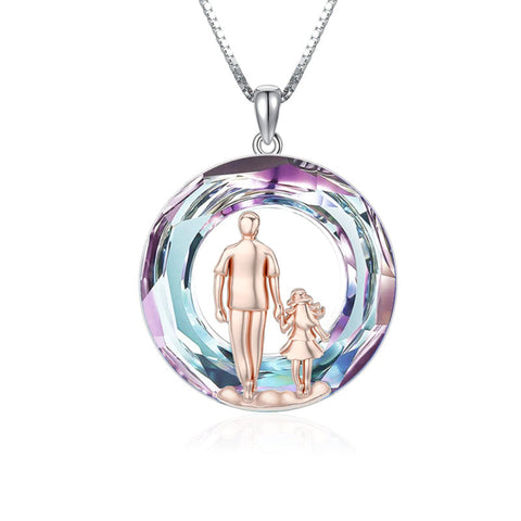 925 Sterling Silver Father Daughter Heart Pendant Necklace from Dad I Love You Forever Jewelry