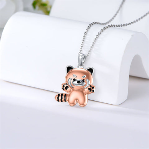 925 Sterling Silver Rose Gold Red Panda Necklace Panda Jewelry Christmas Gift for Women Daughter Friends