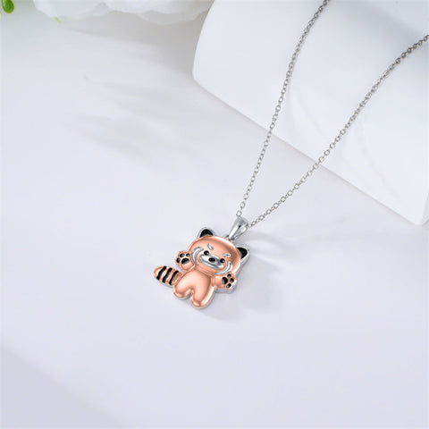 925 Sterling Silver Rose Gold Red Panda Necklace Panda Jewelry Christmas Gift for Women Daughter Friends
