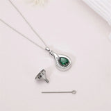Teardrop Urn Necklace for Ashes Sterling Silver Crystal Cremation Memorial Keepake Funeral Necklace for Women