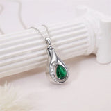 Teardrop Urn Necklace for Ashes Sterling Silver Crystal Cremation Memorial Keepake Funeral Necklace for Women