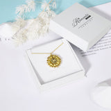 925 Sterling Silver You are My Sunshine Sunflower Photo Necklace for Mom Women Personalized Valentine's Day Gift