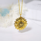 925 Sterling Silver You are My Sunshine Sunflower Photo Necklace for Mom Women Personalized Valentine's Day Gift