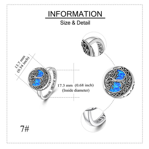 Tree of Life Urn Ring for Ashes Sterling Silver Abalone Shell Tree of Life Cremation Jewelry for Ashes Memory Jewelry