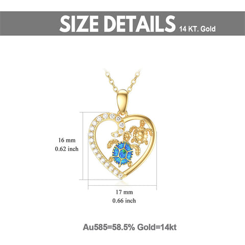 14K Gold Sea Turtle Mother And Child Necklaces Gifts For Women Girls