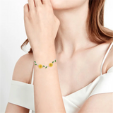 Sunflower Bracelet Sterling Silver Flower Adjustable Link Bracelet for Women Girl