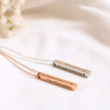 925 Sterling Silver Bible Verse Necklace Custom Vertical Bar Pendant 2 Sided Engraved Pendant