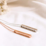 925 Sterling Silver Bible Verse Necklace Custom Vertical Bar Pendant 2 Sided Engraved Pendant
