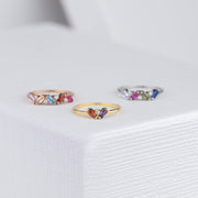 Birthstone Ring Baguette Ring 925 Sterling Silver Custom Ring Personalized Gift for Mother Grandma Family