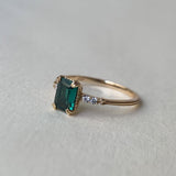 Vintage Emerald Engagement Ring 10k 14k 18k Solid Gold Green Gemstone Unique Promise Wedding Statement Jewelry