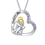 925 Sterling Silver Father Daughter Necklace Heart Pendant Necklace Father Daughter gifts for Women