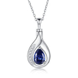 Teardrop Urn Necklace for Ashes Sterling Silver Crystal Cremation Memorial Keepake Funeral Necklace for Women
