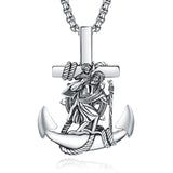 925 Sterling Silver Patron Saint Necklace  Amulet Necklace Cross Jewelry for Men with 2.5mm 22"+2" Rolo Chain