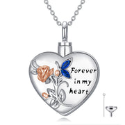 Ashes Necklaces Heart Cremation Jewelry Funnel Filler Memory Pendant Rose Butterfly Zircon Keepsake Gifts for Women Girl Teen