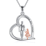 925 Sterling Silver Father Daughter Heart Pendant Necklace from Dad I Love You Forever Jewelry
