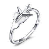 925 Sterling Silver World Map Ring with Airplane Travel Ring World Ring Travel Gifts For Women Adventure Ring Gift