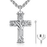 925 Sterling Silver Tree of Life Cremation Jewelry  Urn Necklace for Ashes for Men with 2.5mm 22"+2" Rolo Chain
