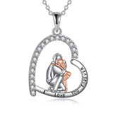 925 Sterling Silver Father Daughter Heart Pendant Necklace from Dad I Love You Forever Jewelry