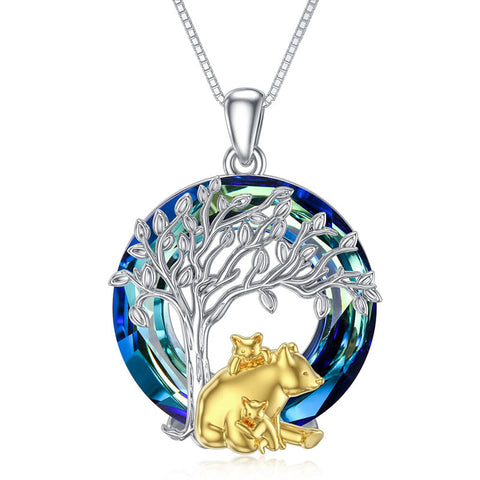 Bear Necklace Sterling Silver Pendant Necklace Animals Jewelry Gifts for Women Men for Birthday Christmas