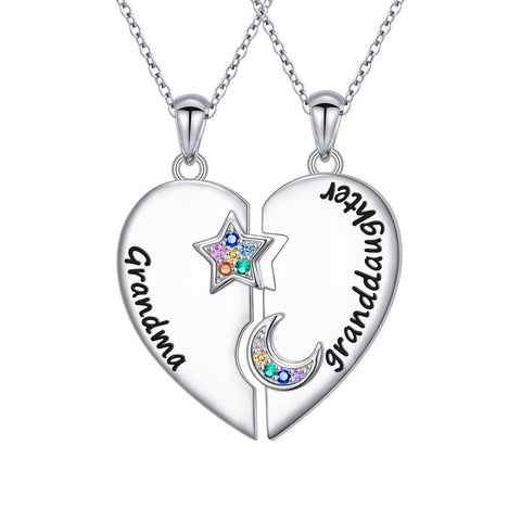 925 Sterling Silver Mother Daughter Granddaughter Family Heart Pendant Necklace Jewelry From Mom Grandmother
