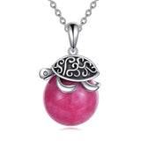 925 Sterling Silver Animal Necklace with Rose Quartz