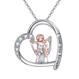 925 Sterling Silver Father Daughter Heart Pendant Necklace from Dad I Love You Forever Jewelry