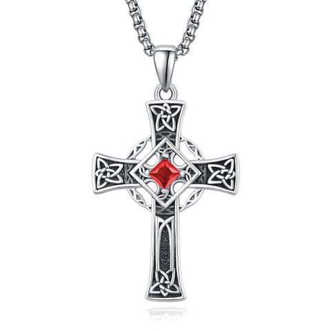 925 Sterling Silver Cross Necklace for Men  Amulet Necklace Protection Jewelry Religious Gifts with 2.5mm 22"+2" Rolo Chain