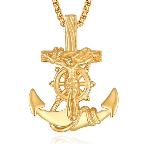 925 Sterling Silver Patron Saint Necklace  Amulet Necklace Cross Jewelry for Men with 2.5mm 22"+2" Rolo Chain