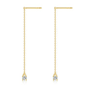 14k Gold Threader Earrings for Women Gold Dangle Pull Through Tassel Ear drop Earrings Jewelry for Teen Girls 2"