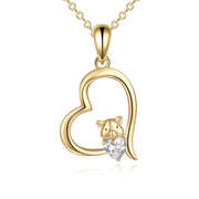 14k Yellow GoldPig Pendant Necklace Fine Animal Necklace Jewelry Gifts for Women Girls Gold Chain Length 16+1+1"